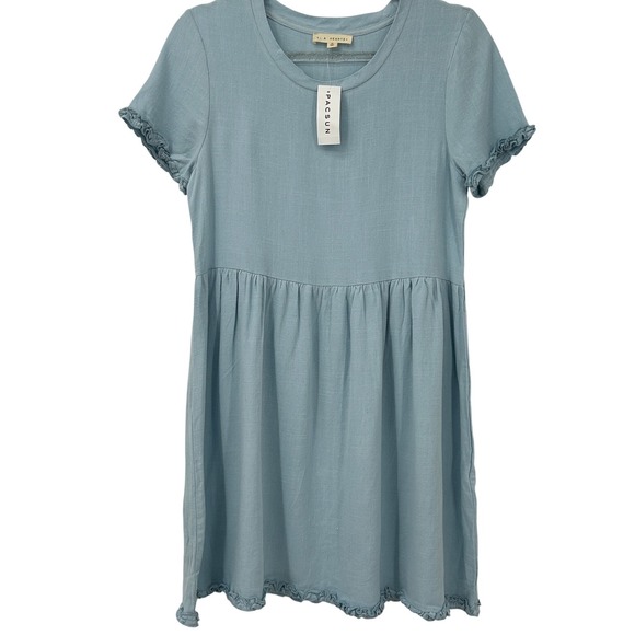 La Hearts Dresses & Skirts - LA Hearts PacSun‎ Womens Light Blue Ruffle Baby Doll Mini Dress Size M New
